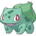 a green pokemon with red eyes and a green tail