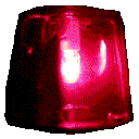 a close up of a red light on a purple background