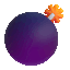 a blue ball with a yellow top on a red background