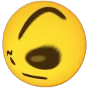 a yellow smiley face with a black nose